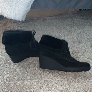 Donald J Pliner fur boot wedges